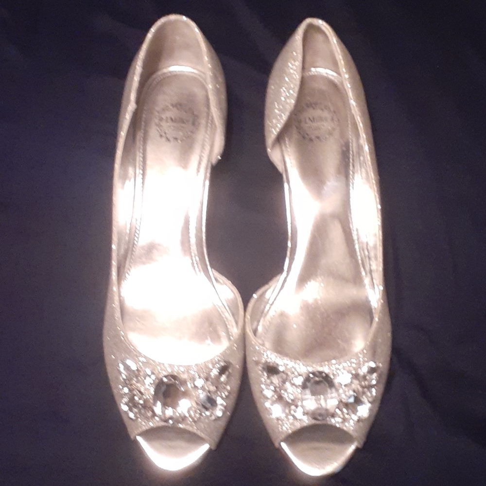 Silver glitter wedges